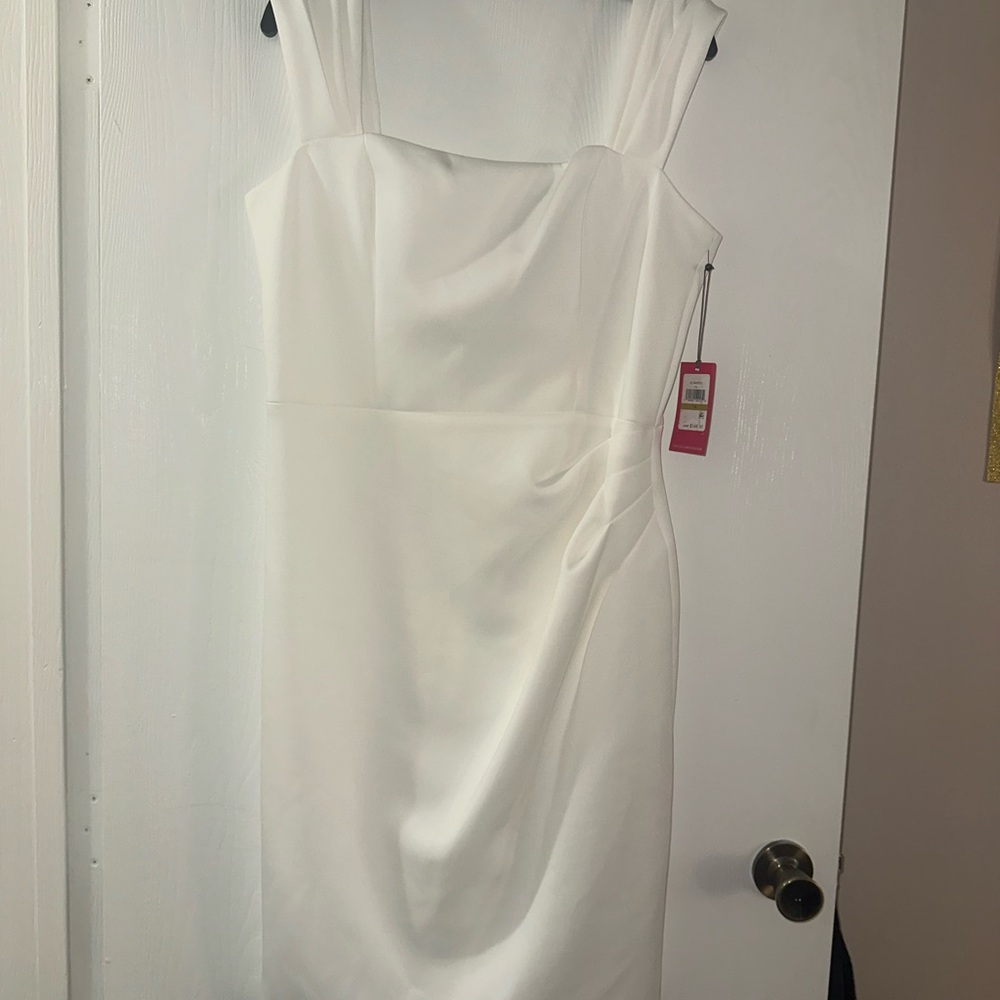 Elegant White Wide Strap Dress